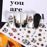 Joskaa 5D Halloween Nail Art Sticker Skull Sliders Head Flower Decals Nails  Anime Design Holiday Decorations For Manicure Accessories