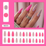 Joskaa Christmas manicure    Fall nails back to school W681-W720 24pcs/Box High Appearance Fake Nails Detachable and Wearable Equipped with Glue