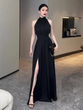 Joskaa Sexy Party Sleeveless Black Midi Dresses for Women 2024 Summer Korea Elegant Evening Prom Female Clothes Casual Chiffon Dress