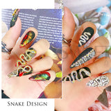 Joskaa Alloy Snake Nail Art Charms Luxury Gold Silver Metal Base Decoration AB Rhinestones Jewelry DIY Accessories Parts Supplies LYS30