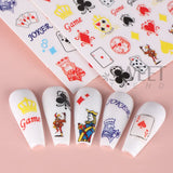 Joskaa 3D Poker Design Nail Art Stickers Playing Cards Tip Sliders Abstract Decals Foil Adhesive Decorations Manicure Accessories LYJO