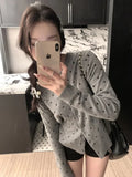 Black Friday Joskaa Kawaii Polka Dot Print Sweater Women Long Sleeve Cropped Knitted Cardigan Ballet Style Mori Girl Cutecore Winter Clothes