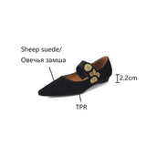 Joskaa NEW Spring/Autumn Women Pumps Sheep Suede Leather Shoes for Women Pointed Toe Low Heel Shoes Elegant Mary Janes Designer shoes