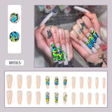 Joskaa Christmas manicure   Fall nails back to school W041-W080 High Appearance False Nails 24pcs Per Box Detachable and Wearable Fake Nails Equipped with Glue