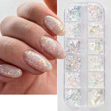 Joskaa Aurora Nail Art Glitter Opal Powder Iridescent Mermaid Sequins Irregular Flake Sparkle Acrylic Gel Polish Nail Decorations LYJDP