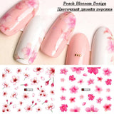 Joskaa 12pcs Sakura Cherry Blossoms Water Nail Stickers Flower Leaf Cat Deer Sliders For Nails Spring Manicure Decorations LYA1621-1632