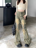 Joskaa Oversize American Retro Straight Casual Pants Y2k Grunge High Waist Loose Wide Leg  2024 New Bell Bottom Jeans Women