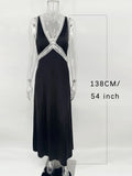 Black Friday Joskaa Lace Deep V-Neck Long Dress Women Slim Backless High Waist Fashion Party Dress Elegant Sleeveless Splice Female Dress