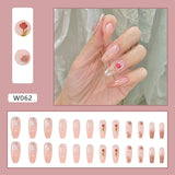 Joskaa Christmas manicure   Fall nails back to school W041-W080 High Appearance False Nails 24pcs Per Box Detachable and Wearable Fake Nails Equipped with Glue