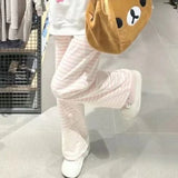 Joskaa Japanese Y2K Striped Sweatpants Women Harajuku Kawaii Sweet Fleece Sports Pants Korean Fashion Cute Girly Basic Trousers