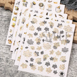 Joskaa Laser Gold Geometry Maple Nail Manicure Stickers Shinning Autumn Leaves Frame Ginkgo Decals Fall DIY Decoration Sliders LYCJ-076