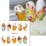 Joskaa 12pcs Autumn Maple Leaf Nail Sticker Pumpkin Fall Nail Decals Mushroom Water Transfer Slider Nail Decoration Foils Accessories