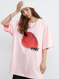 Back To School Joskaa Cotton Kawaii Strawberry Graphic T Shirts Y2k Streetwear Oversized Funny Short Sleeve Summer White Tops Cutecore Clothes