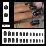 Joskaa Christmas manicure    Fall nails back to school W681-W720 24pcs/Box High Appearance Fake Nails Detachable and Wearable Equipped with Glue