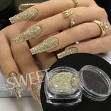 Joskaa 6pcs Champagne Brown Sand Nail Mirror Glitter Sequins Reflective Sparkle Paillette Luxury New Year Gold Manicure Spangles LYF6-2