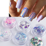 Joskaa 1 Box Iridescent Opal Nail Flakes Aurora Mirror Shimmer Irregular Nail Art Paillettes Glitters Gel Polish Manicure Sequins LYJG