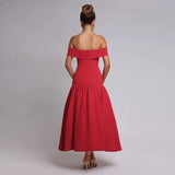 Joskaa Strapless Backless Pleated Elegant Evening Party Dress Women Robes Sexy Dress Maxi Long Bodycon Summer Dress Vestidos