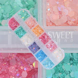 Joskaa 12 Colors Chameleon Nail Glitter Sequins Mermaid Mirror Hexagon 3D Flakes Paillette Laser Spangles Polish Summer Manicure Tips