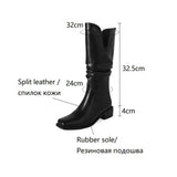 Joskaa Autumn Women Boots Split Leather Shoes Women Round Toe Chunky Heel Boots Women Elegant Mid-calf Boots Leather Boots botas mujer