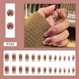 Joskaa Christmas manicure   Fall nails back to school R681-R760 High Appearance False Nails 24pcs Per Box Detachable and Wearable Fake Nails Equipped with Glue