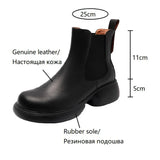 Joskaa NEW Autumn Boots Women Round Toe Thick Heel Women Boots Genuine Leather Shoes for Women Solid Chelsea Boots Platform Women Boots