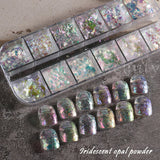 Joskaa Aurora Nail Art Glitter Opal Powder Iridescent Mermaid Sequins Irregular Flake Sparkle Acrylic Gel Polish Nail Decorations LYJDP