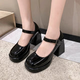 JOSKAA Fashion Black Platform Pumps for Women Super High Heels Buckle Strap Mary Jane Shoes Woman Goth Thick Heeled Party Shoes Ladies