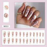 Joskaa Christmas manicure   Fall nails back to school W041-W080 High Appearance False Nails 24pcs Per Box Detachable and Wearable Fake Nails Equipped with Glue