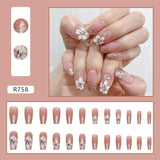 Joskaa Christmas manicure   Fall nails back to school R681-R760 High Appearance False Nails 24pcs Per Box Detachable and Wearable Fake Nails Equipped with Glue