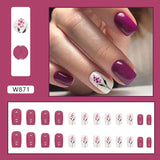 Joskaa Christmas manicure   Fall nails back to school W841- W880 24pcs False Nails Tips with Glitter Design Press on Stick-on Nail Tips for Women and Girls