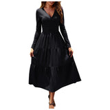 Joskaa Women'S V Neck Knit Sweater Dress Long Sleeve Bodycon Slit Pullover Midi Dress Belly And Waist Mid Length Temperament Dress