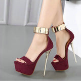 JOSKAA Red Peep Toe Super High Heel Shoes Non-slip Women Stiletto Platform Thin High Heels Pumps Sandals New Fashion Woman Sandal