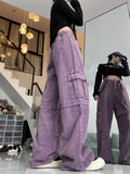 Joskaa Oversize American High Waisted Cargo Pants for Women Y2k Loose Wide Leg  2024 Autumn New Multiple Pockets Trousers