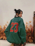 Black Friday Joskaa American Retro Embroidery Baseball Hoodies Women Preppy Style Sports Long Sleeve Sweatshirts Y2k Casual Kpop Loose Tops