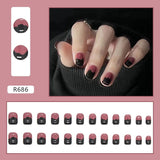 Joskaa Christmas manicure   Fall nails back to school R681-R760 High Appearance False Nails 24pcs Per Box Detachable and Wearable Fake Nails Equipped with Glue