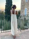 Back To School Joskaa Summer Solid Off Shoulder Halter Dress Women Fashion Solid Off Shoulder Backless Maxi Dresses 2024 New Lady Holiday Streetwear