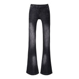 Joskaa Vintage Distressed Low Waist Sexy Slim Casual Jeans Women 2024 Spring New Korean Street Style Pleated All-match Wide Leg Pants