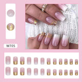 Joskaa Christmas manicure    Fall nails back to school W681-W720 24pcs/Box High Appearance Fake Nails Detachable and Wearable Equipped with Glue