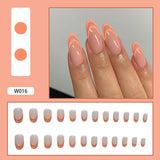 Joskaa Christmas manicure  Fall nails back to school W002-W040 High Appearance False Nails 24pcs Per Box Detachable and Wearable Fake Nails Equipped with Glue