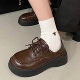 Joskaa Shoes Autumn Clogs Platform British Style Oxfords Women's Casual Female Sneakers Flats Modis Round Toe Fall Retro Creepers Prepp