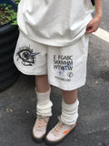 Back To School Joskaa Funny Eyes Graphic Shorts Pants Gothic Style Emo Summer Oversize Short Sweatpants Korean Fashion Loose Alt Trousers Chic