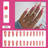 Joskaa Christmas manicure  Fall nails back to school W002-W040 High Appearance False Nails 24pcs Per Box Detachable and Wearable Fake Nails Equipped with Glue