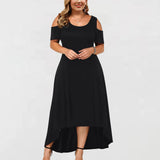 Joskaa Women Casual Dress Hollowed Out Shoulder Round Neck A Line Dress Boho Dresses For Women Plus Size Vestidos Verano Moda 2025