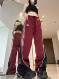 Back To School Joskaa Women Sweatpants Korean Harajuku Fashion Loose Stripe Straight Wide Leg Jogging Pants Y2k Slouchy Hip Hop Sport Trousers