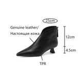 Joskaa NEW Autumn Women Boots Genuine Leather Shoes for Women Pointed Toe Kitten Heel Ankle Boots Elegant Winter Thin Heel Women Shoes