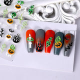 Joskaa 5D Acrylic Nail Sticker Halloween Ghost Skull Blood Drips Lip Design Decal Spider Witch Pumpkin Nail Art DIY Manicure Decoration