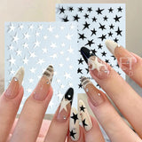 Joskaa 3D Pink Sliver Stars Nails Stickers Bronzing Laser White Y2K Adhesive Kawaii Star Series Sliders Decals Manicure Decorations