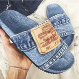 JOSKAA 2024 NEW Denim Slipper Female Shoes Non-slip Comfortable Summer Flat Slippers Woman Slides Outdoor Beach Casual Shoes Women