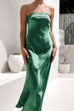 Joskaa Satin Solid Color Strapless Midi Dress