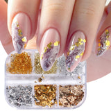 Joskaa Aluminum Leaf Nail Art Sequin Gold Silver Flakes Irregular Foil Sticker Wire Decor Paillettes Bonzer Sparkle Accessory LY1909-04